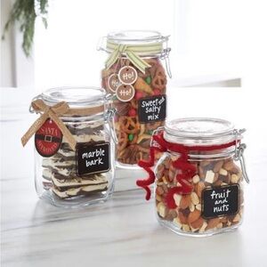 Chalk It Glass Airtight Storage Jar with Chalk Label - Clear & Orange Accent